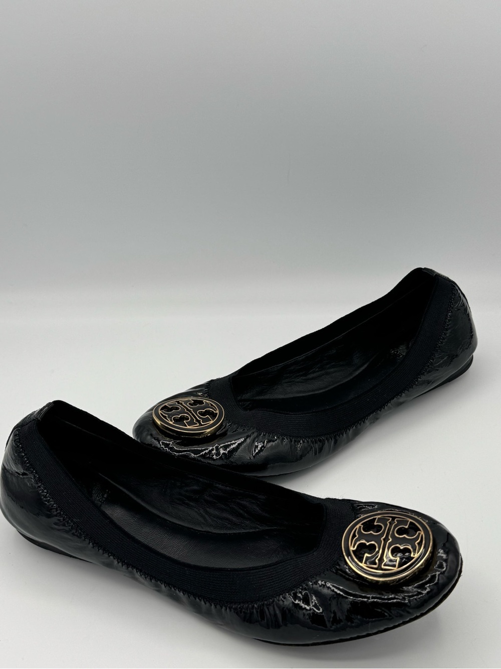 Tory Burch Caroline Black Naplak Patent Leather Ballet Flats